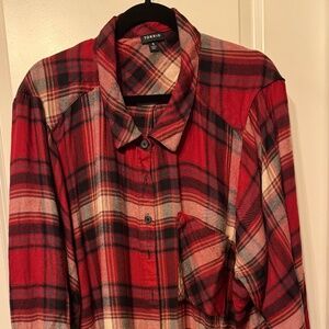 Torrid Lizzie Softest Flannel Shirt Red Plaid Size